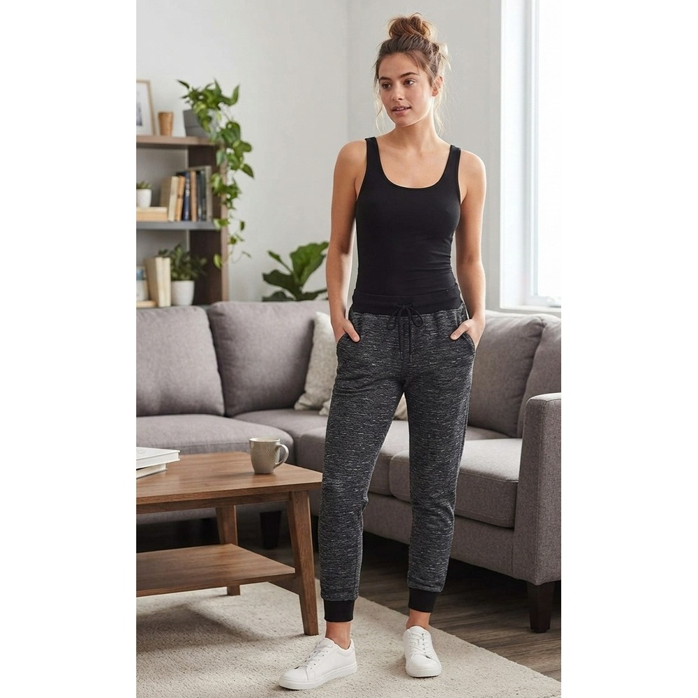 Hollywood The Jean People Joggers Gray Marl Faux Shearling Lined Sweatpants L